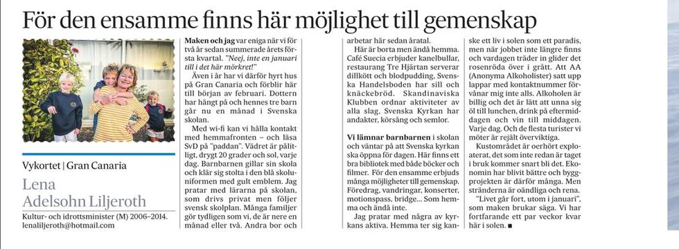 Urklipp ur Svenska Dagbladet, 17 januari 2020